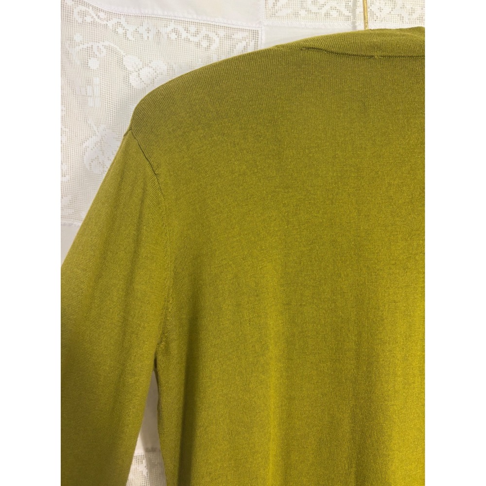 Silk Cashmere Blend Chartreuse Green‎ Boho Chic Button Front Cardigan Size L - Picture 5 of 14